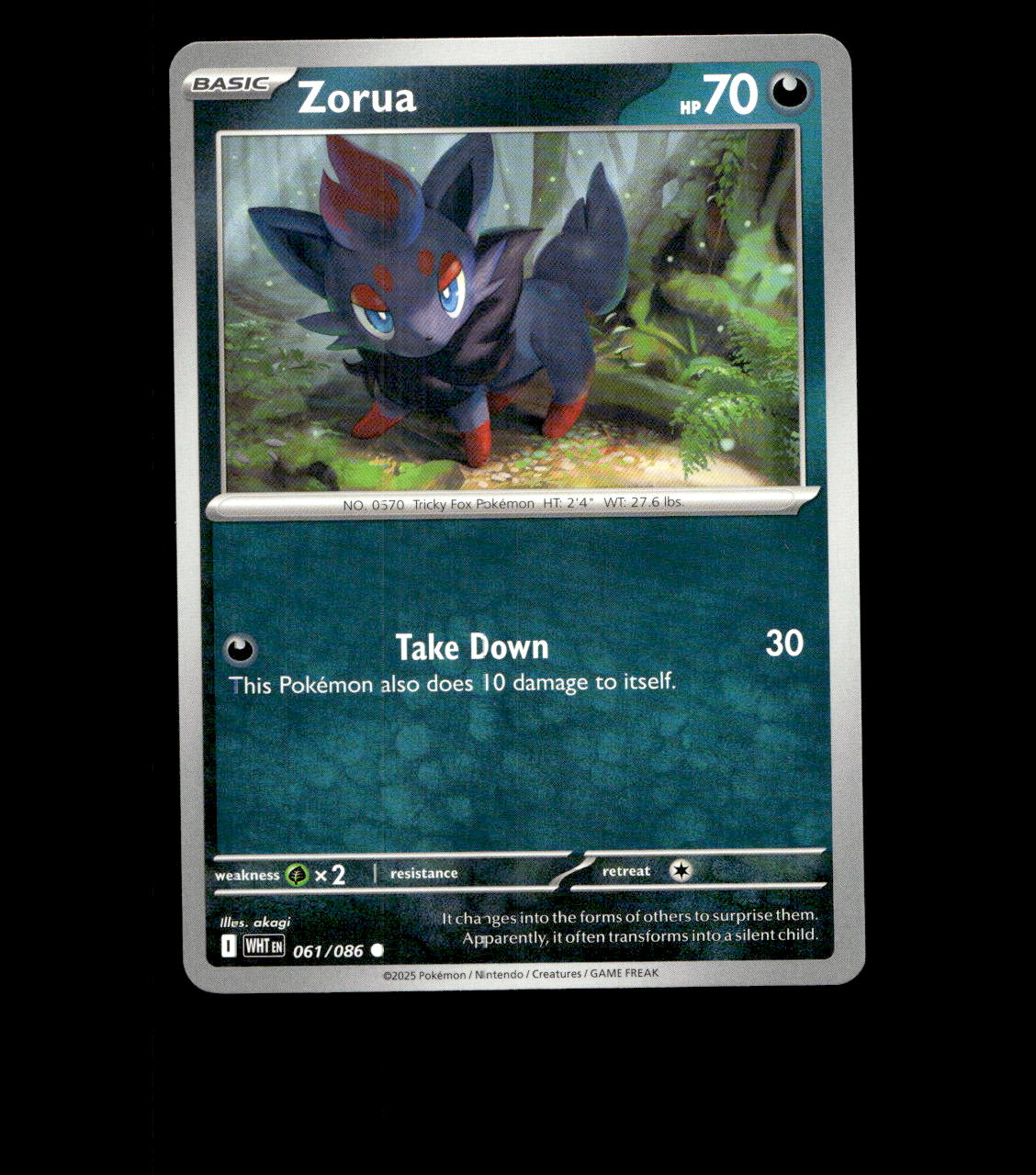 Zorua - 061/086 - White Flare - Near Mint Pokemon Card TCG