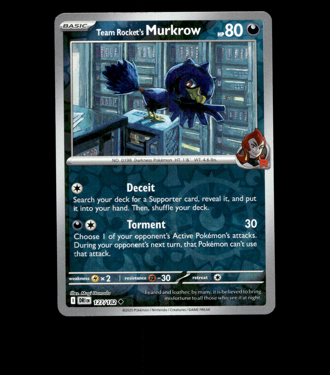 Team Rocket’s Murkrow - 127/182 - Destined Rivals - Reverse Holo Near Mint