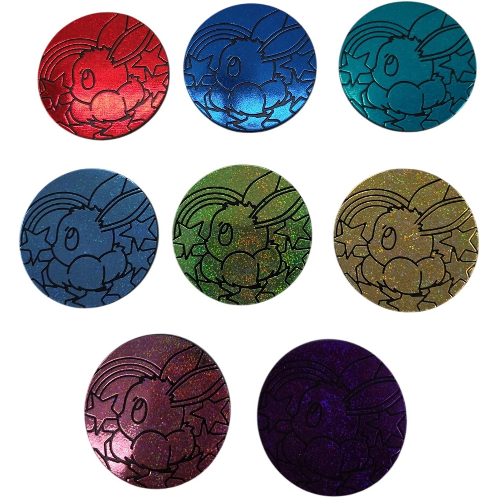 Pokemon Prismatic Evolutions Eevee Coins TCG Mini Tin Promo Coin Full Set Of 8