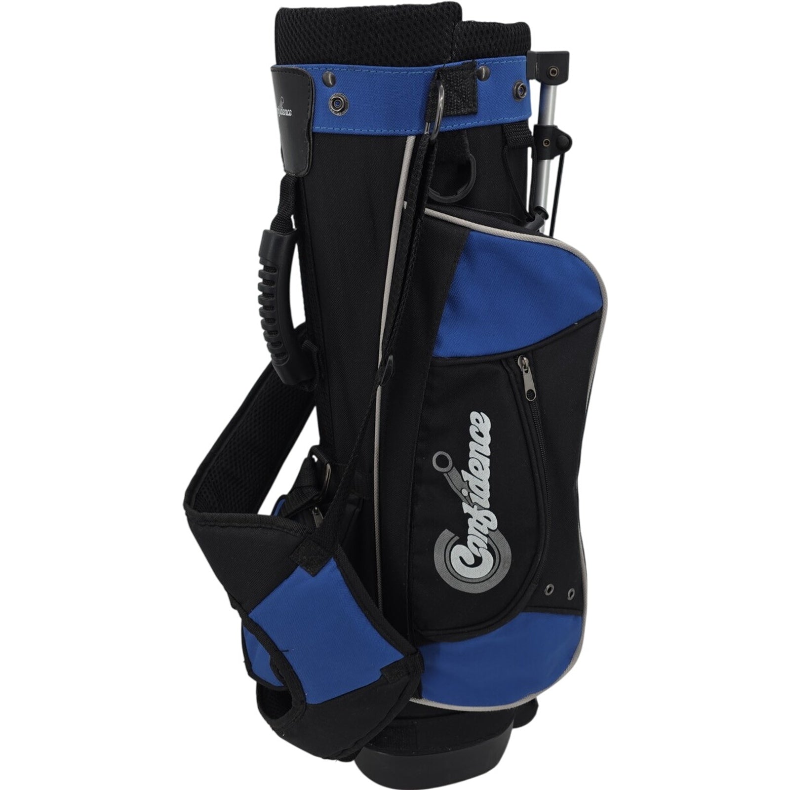Confidence Junior Four Divider Golf Bag Blue And Black With Stand And Rain Hood