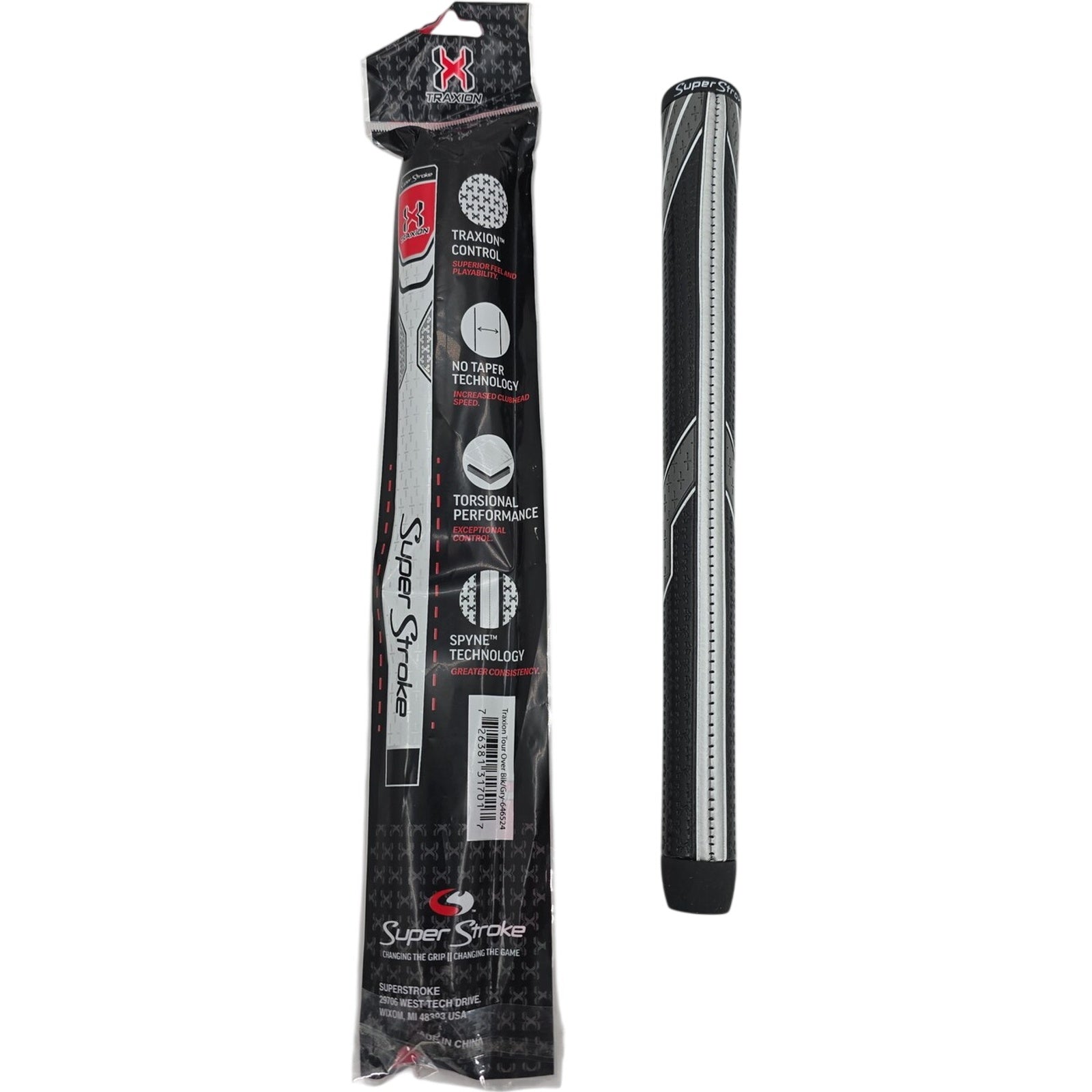 SuperStroke Traxion Tour Oversize Putter Grip Men's Black Gray New