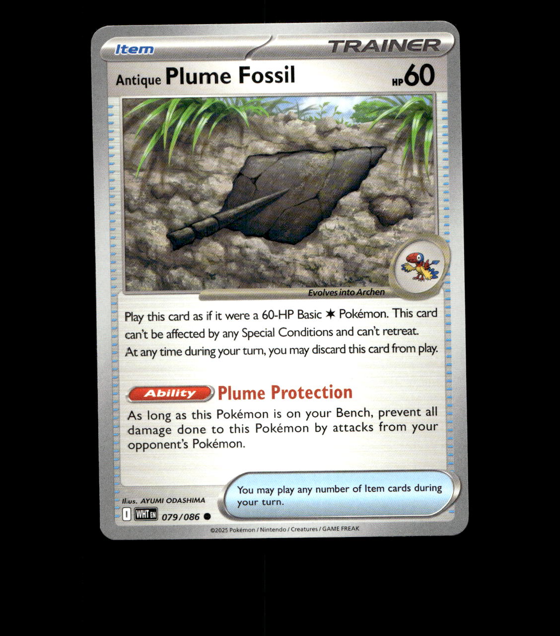 Antique Plume Fossil - 079/086 - White Flare - Near Mint Non Holo