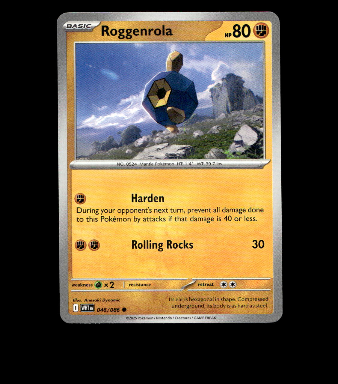 Roggenrola - 046/086 - White Flare - Near Mint Non Holo Pokemon Card TCG