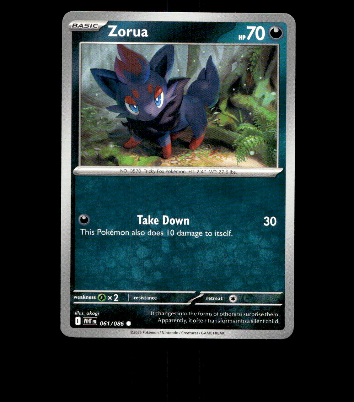 Zorua - 061/086 - White Flare - Near Mint Pokemon Card TCG