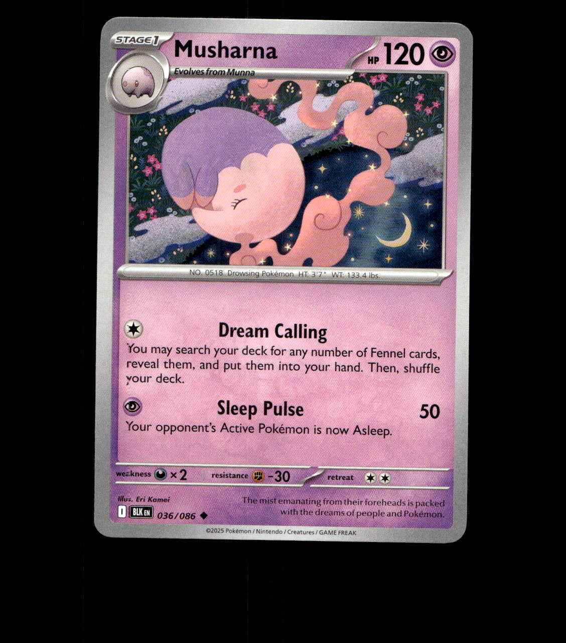 Musharna - 036/086 - Black Bolt - Near Mint Non Holo