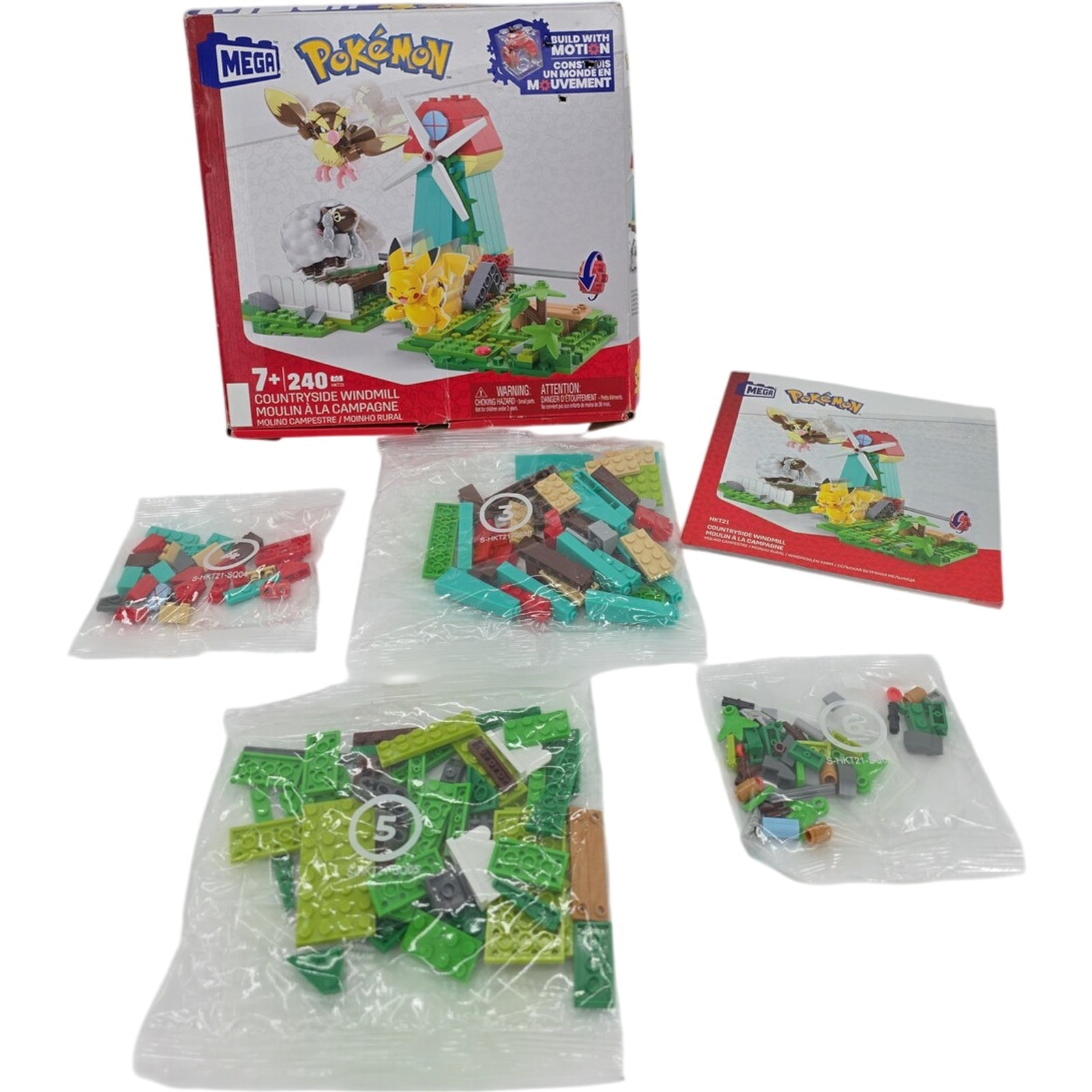Mega Pokemon Countryside Windmill HKT21 Building Set Incomplete