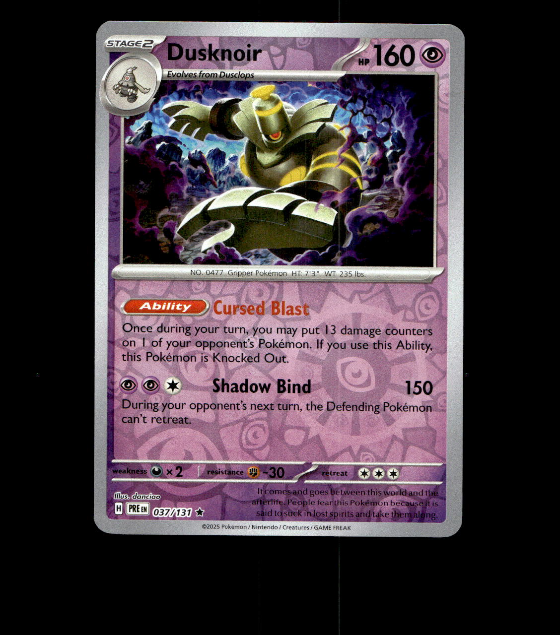Dusknoir - 037/131 - Prismatic Evolutions - Near Mint Reverse Holofoil