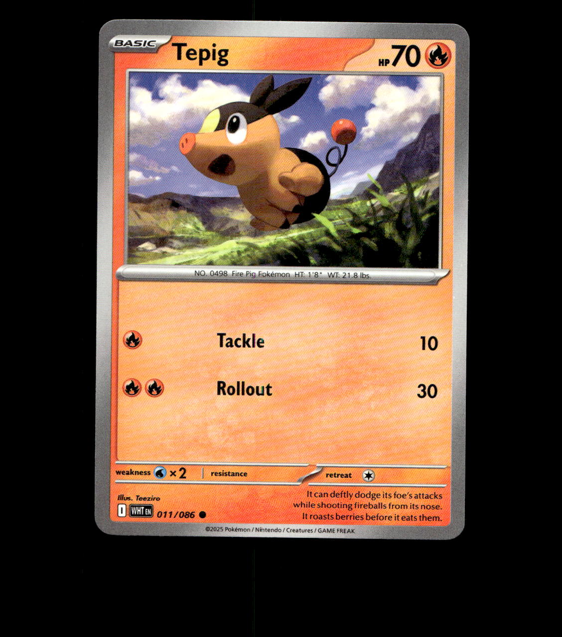 Tepig – 011/086 – White Flare – Non Holo – Near Mint - Pokemon Card - TCG