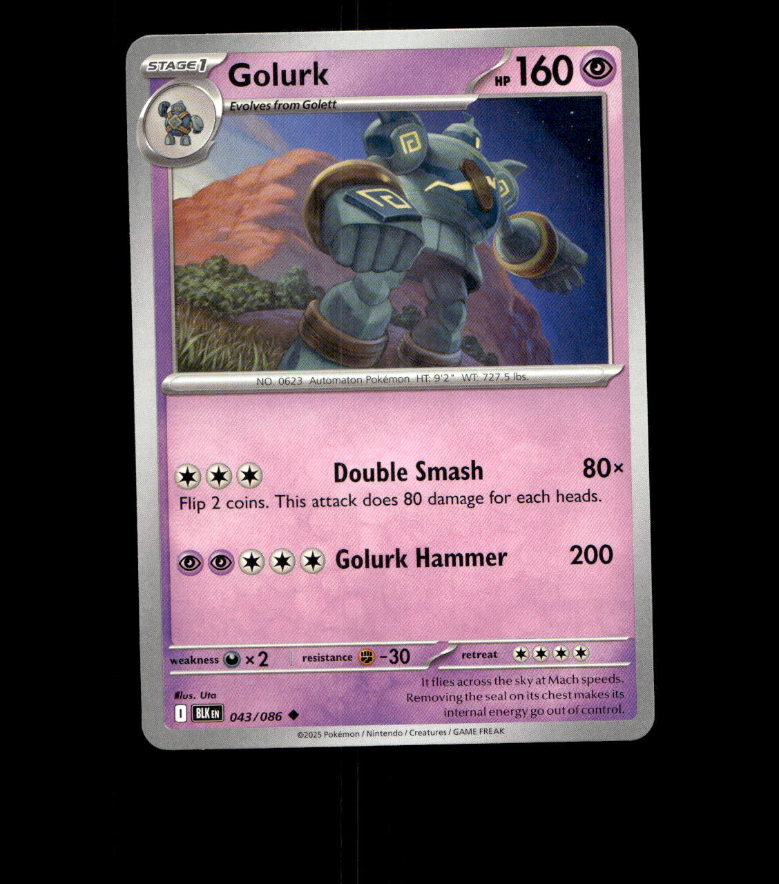 Golurk - 043/086 - Black Bolt - Near Mint Non Holo