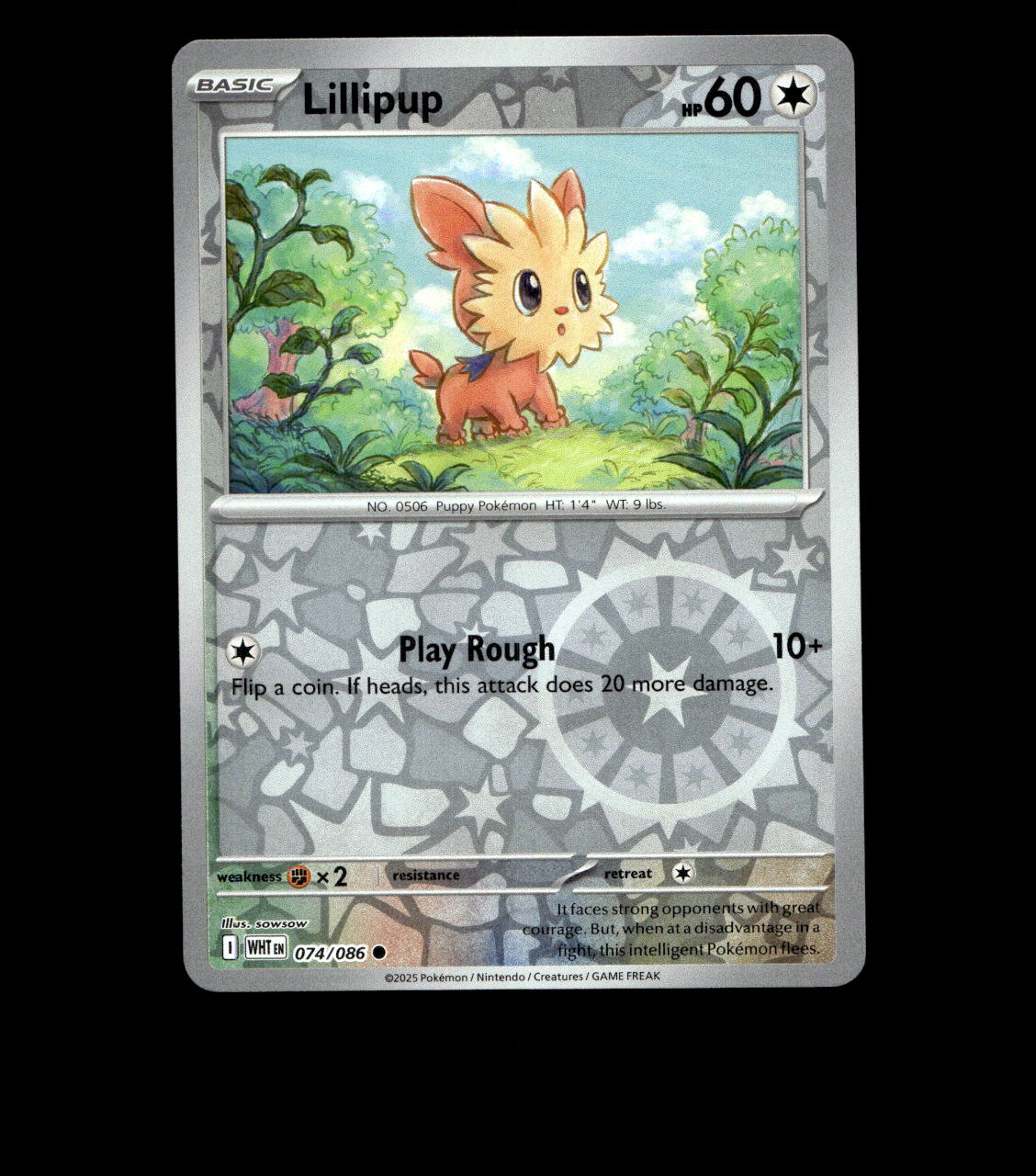Lillipup - 074/086 - White Flare - Reverse Holo - Near Mint Pokemon Card TCG