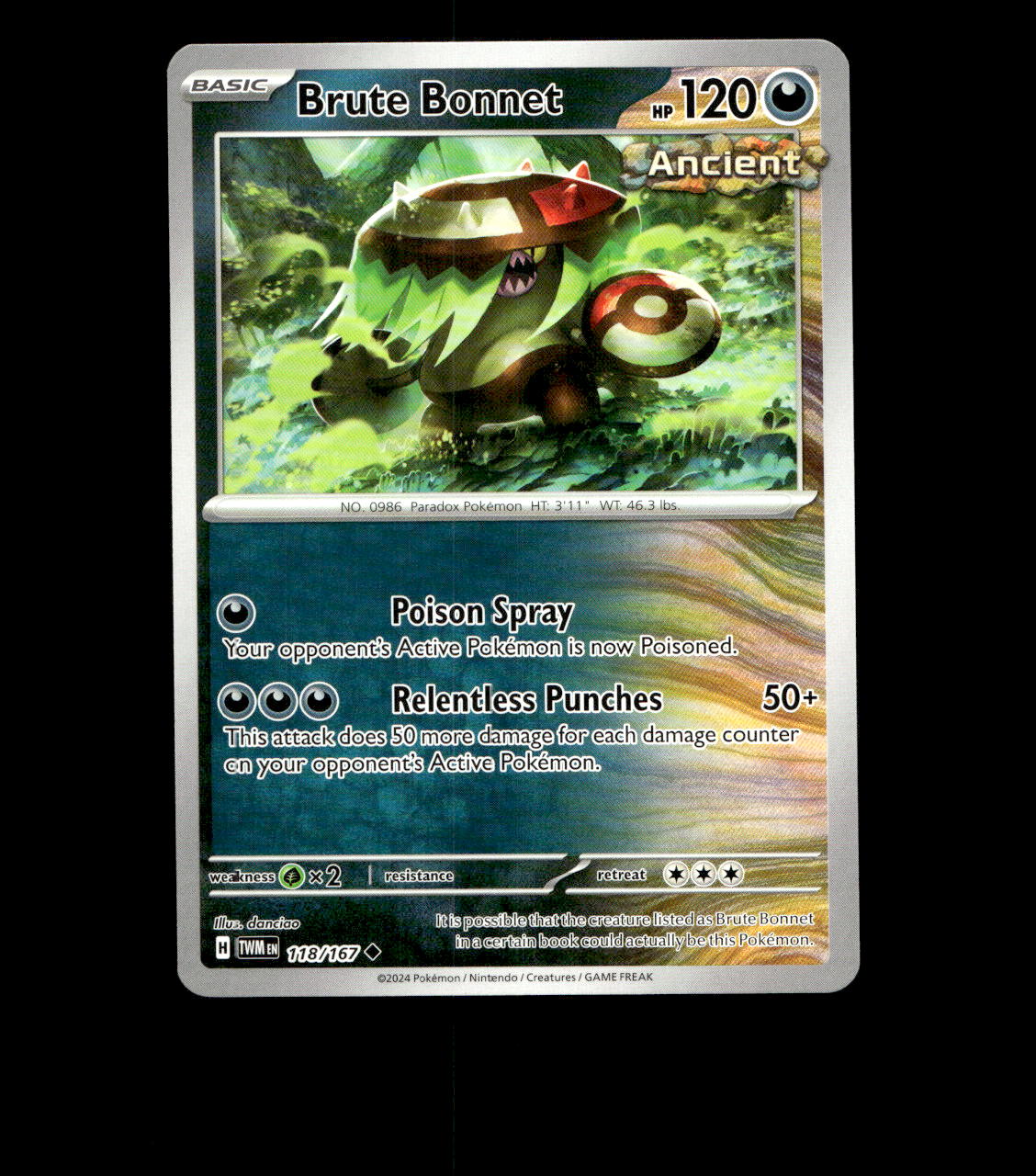 Brute Bonnet - 118/167 - Twilight Masquerade - Normal - Near Mint Pokemon Card TCG
