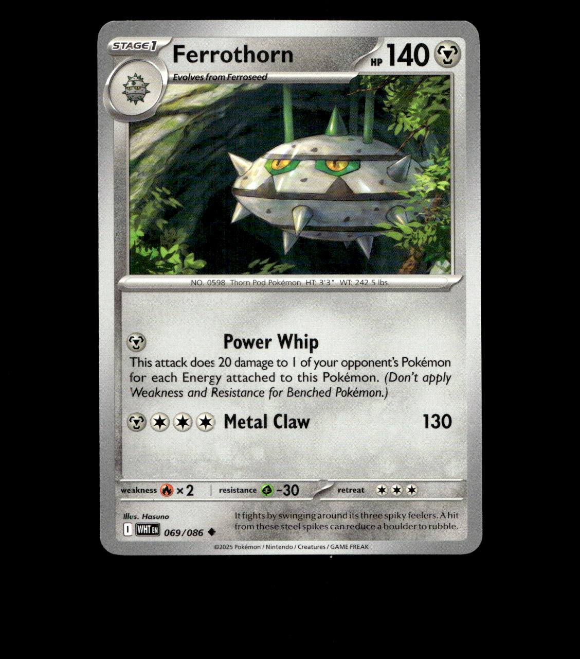 Ferrothorn – 069/086 – White Flare – Non Holo – Near Mint - Pokemon Card TCG