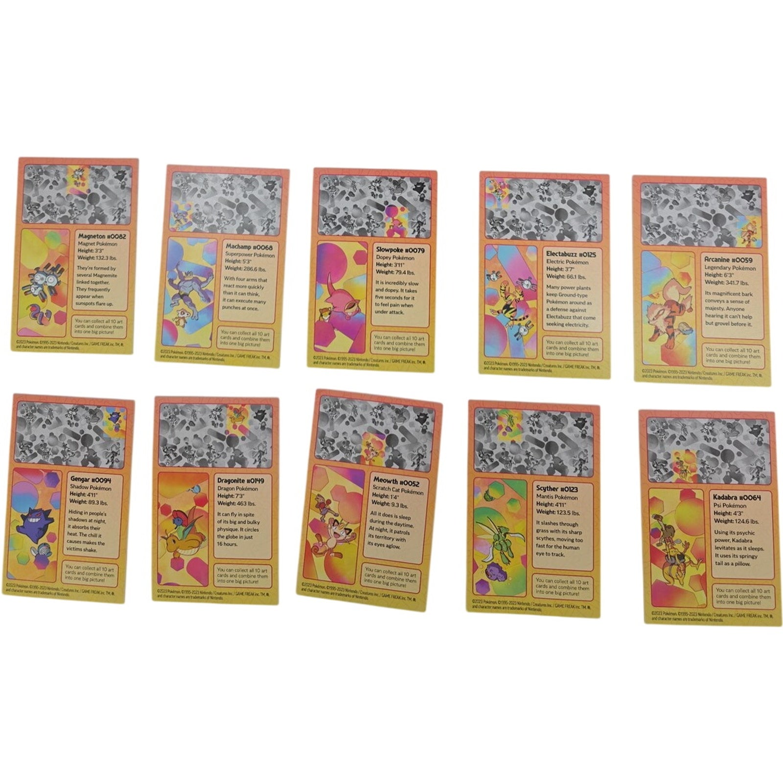 Pokemon TCG 151 Mini Art Card Set of 10 Magneton Gengar Arcanine + More