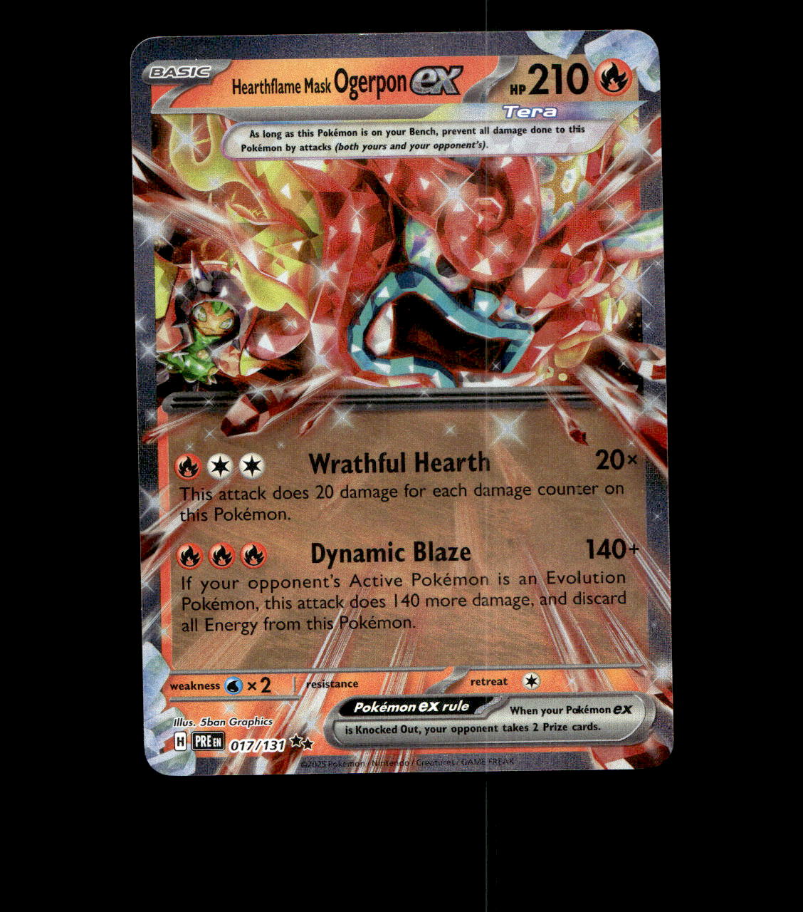 Hearthflame Mask Ogerpon ex - 017/131 - Prismatic Evolutions - Holo Near Mint