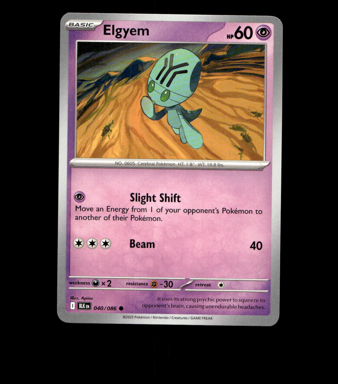 Elgyem - 040/086 - Black Bolt - Near Mint Non Holo