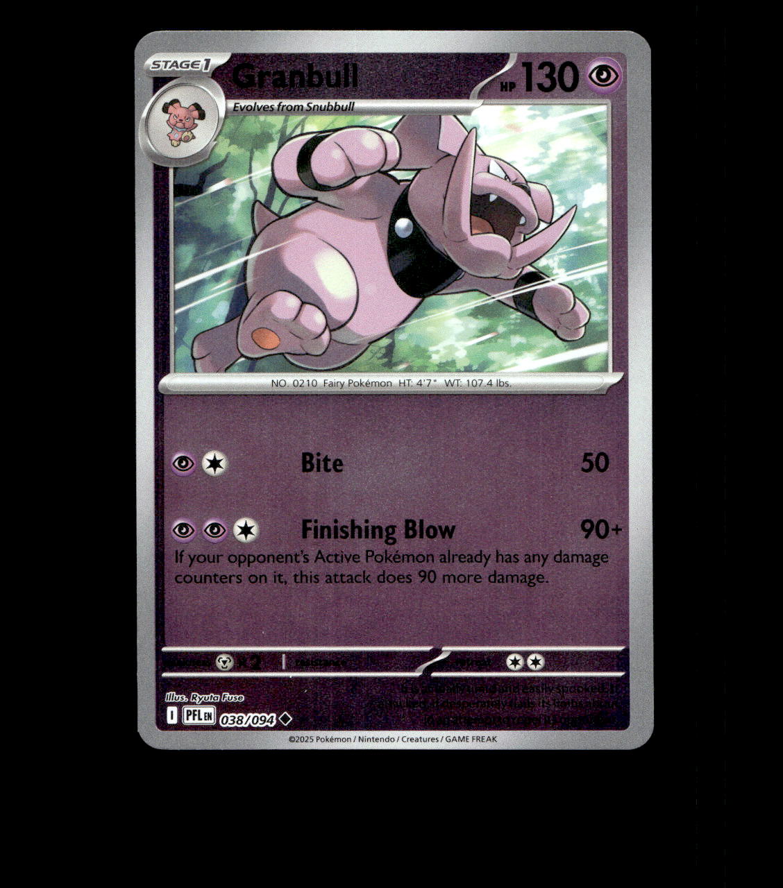 Granbull – 038/094 – Phantasmal Flames Reverse Holo Near Mint
