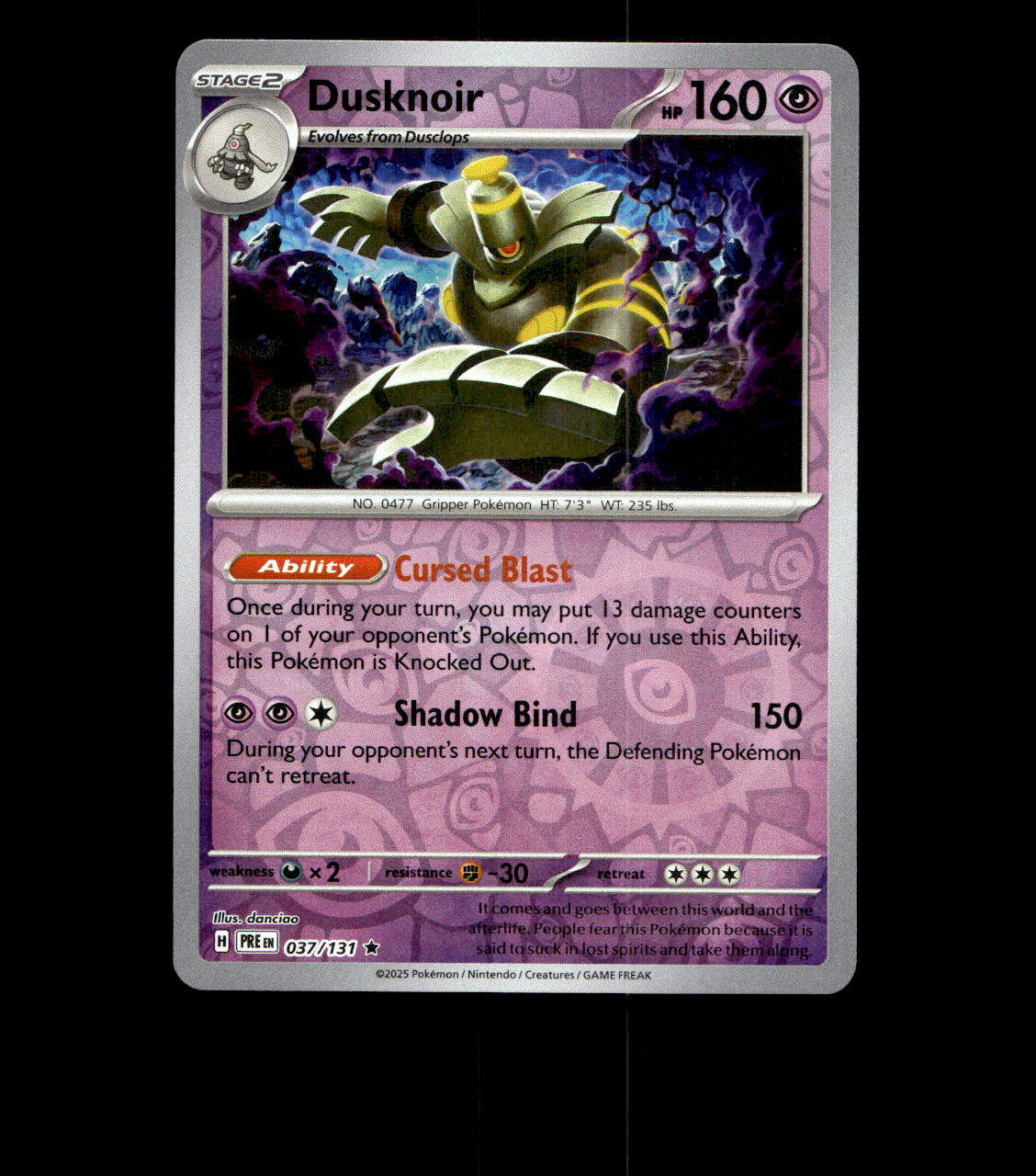 Dusknoir - 037/131 - Prismatic Evolutions - Near Mint Reverse Holofoil