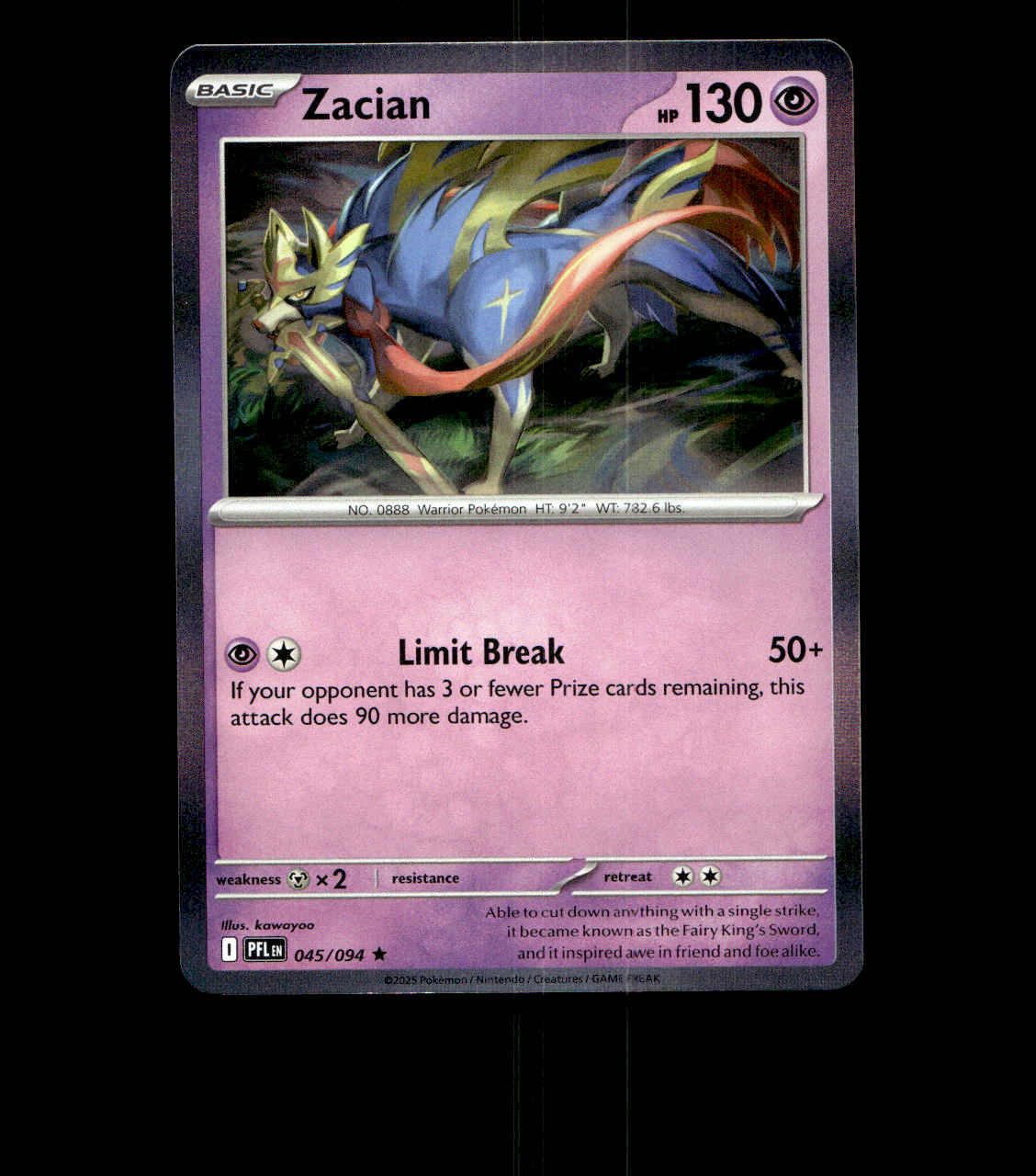 Zacian – 045/094 – Phantasmal Flames – Holo Near Mint