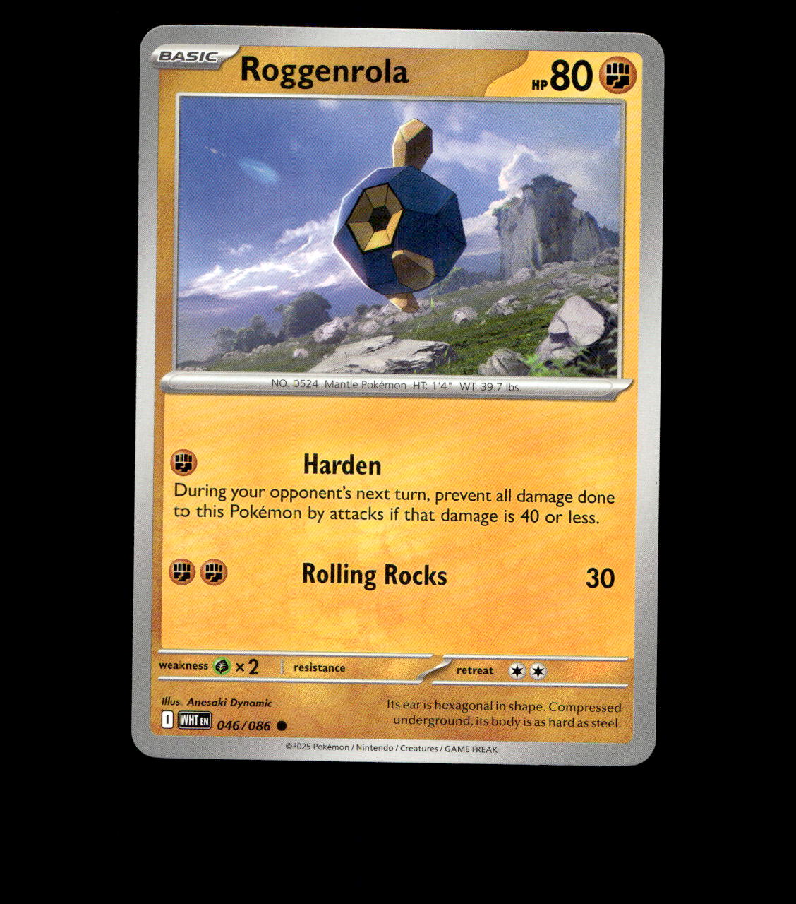 Roggenrola – 046/086 – White Flare – Non Holo – Near Mint - Pokemon Card - TCG