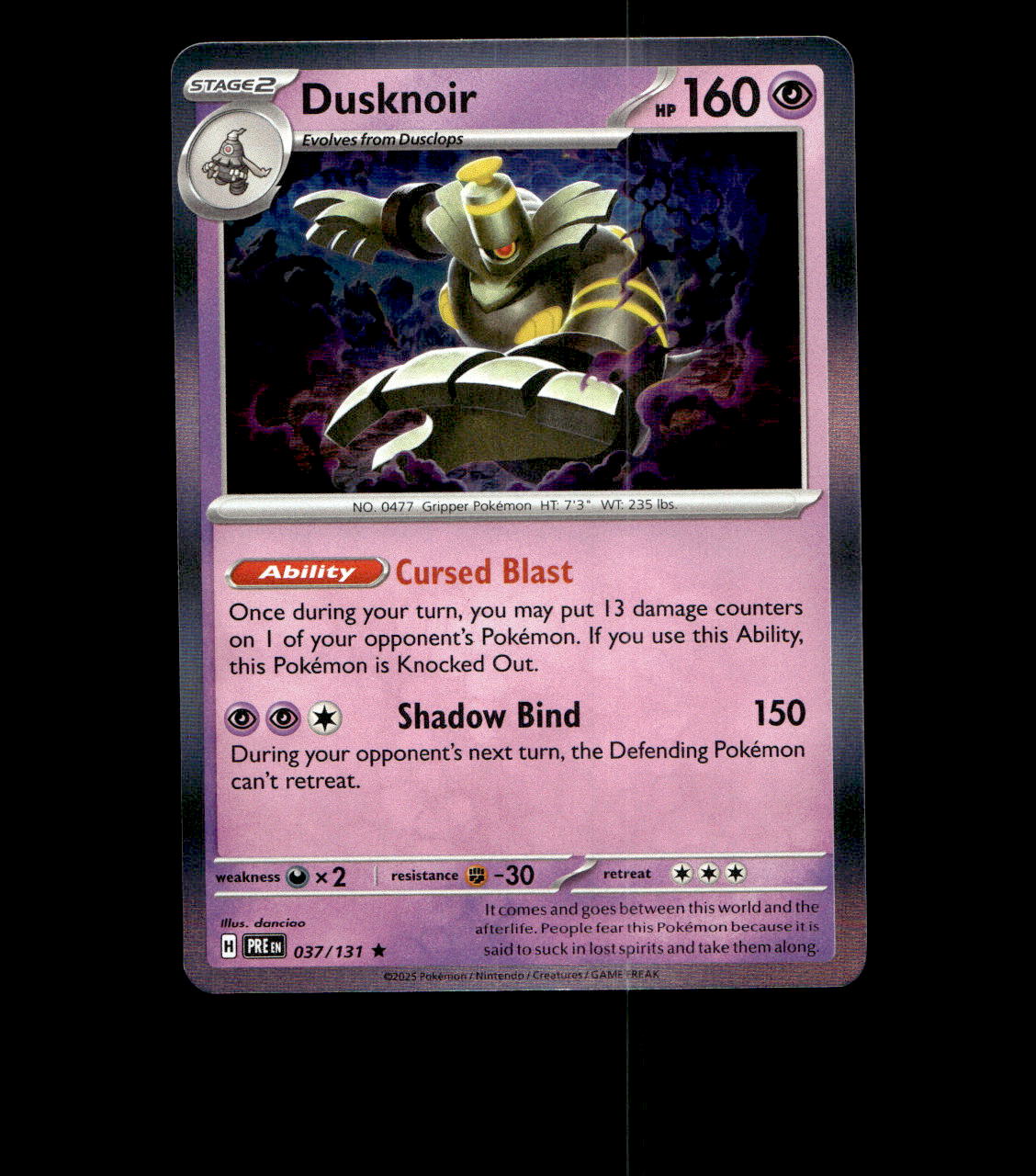 Dusknoir - 037/131 - Prismatic Evolutionss - Holo Near Mint