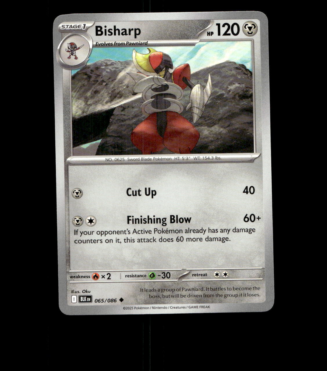 Bisharp – 065/086 – Black Bolt – Non Holo – Near Mint - Pokemon Card - TCG
