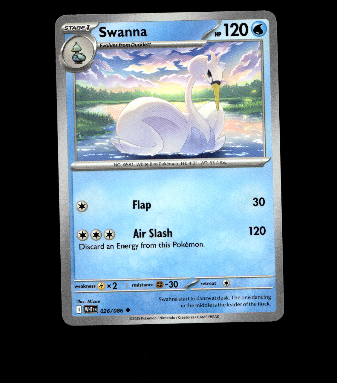Swanna - 026/086 - White Flare - Near Mint - Non Holo - Pokemon Card - TCG
