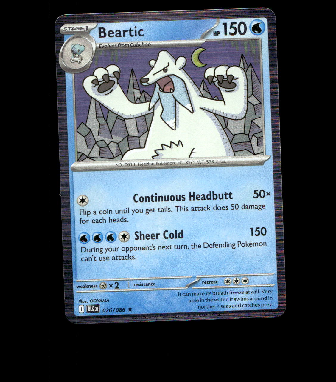 Beartic – 026/086 – Black Bolt – Holo – Near Mint - Pokemon Card - TCG