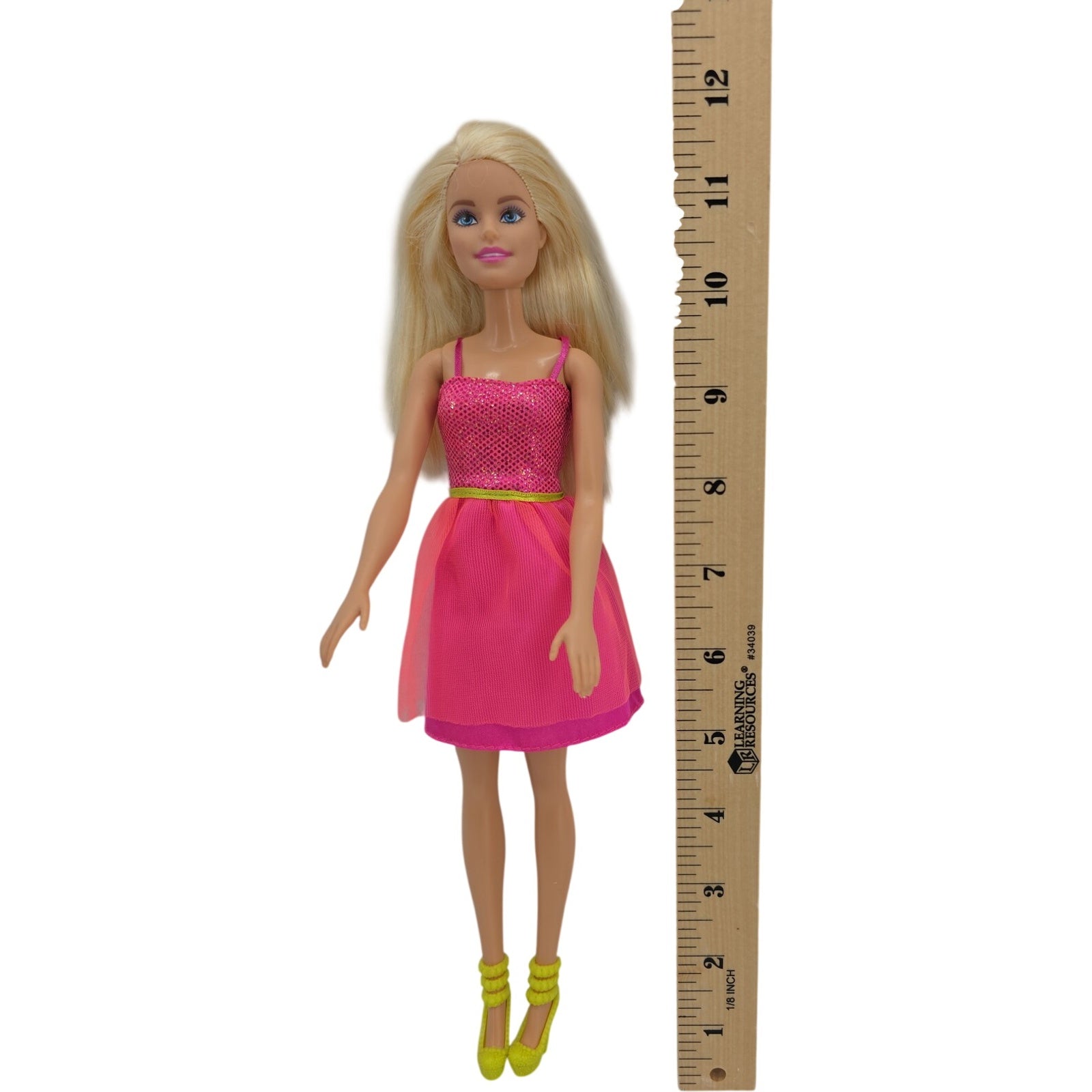 Mattel Barbie Glitz n Glam Fashion Doll in Pink Shimmery Dress with Heels