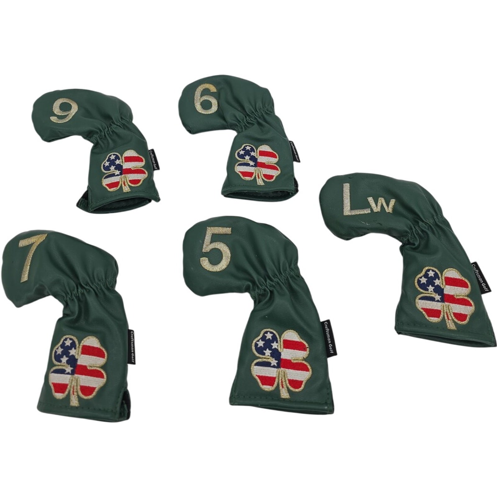 Craftsman Golf American Flag Clover Iron Headcovers 5 6 7 9 LW Set of 5