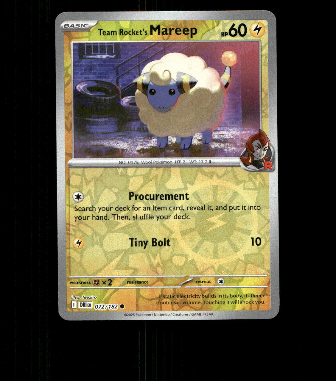 Team Rocket’s Mareep – 072/182 – Destined Rivals – Reverse Holo – Near Mint