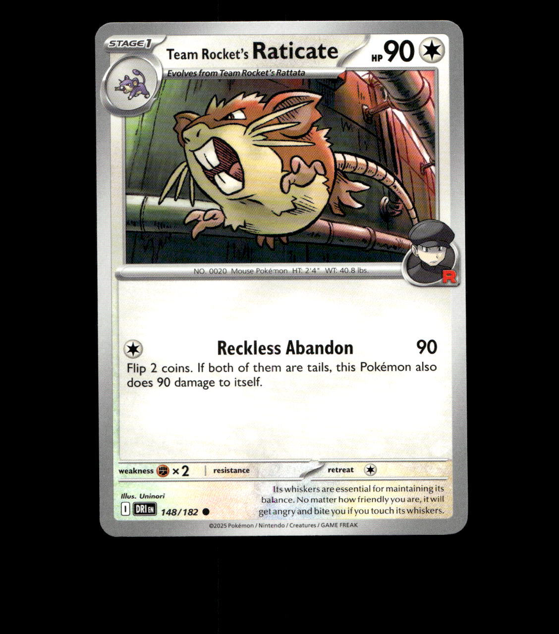 Team Rocket’s Raticate – 148/182 – Destined Rivals – Near Mint