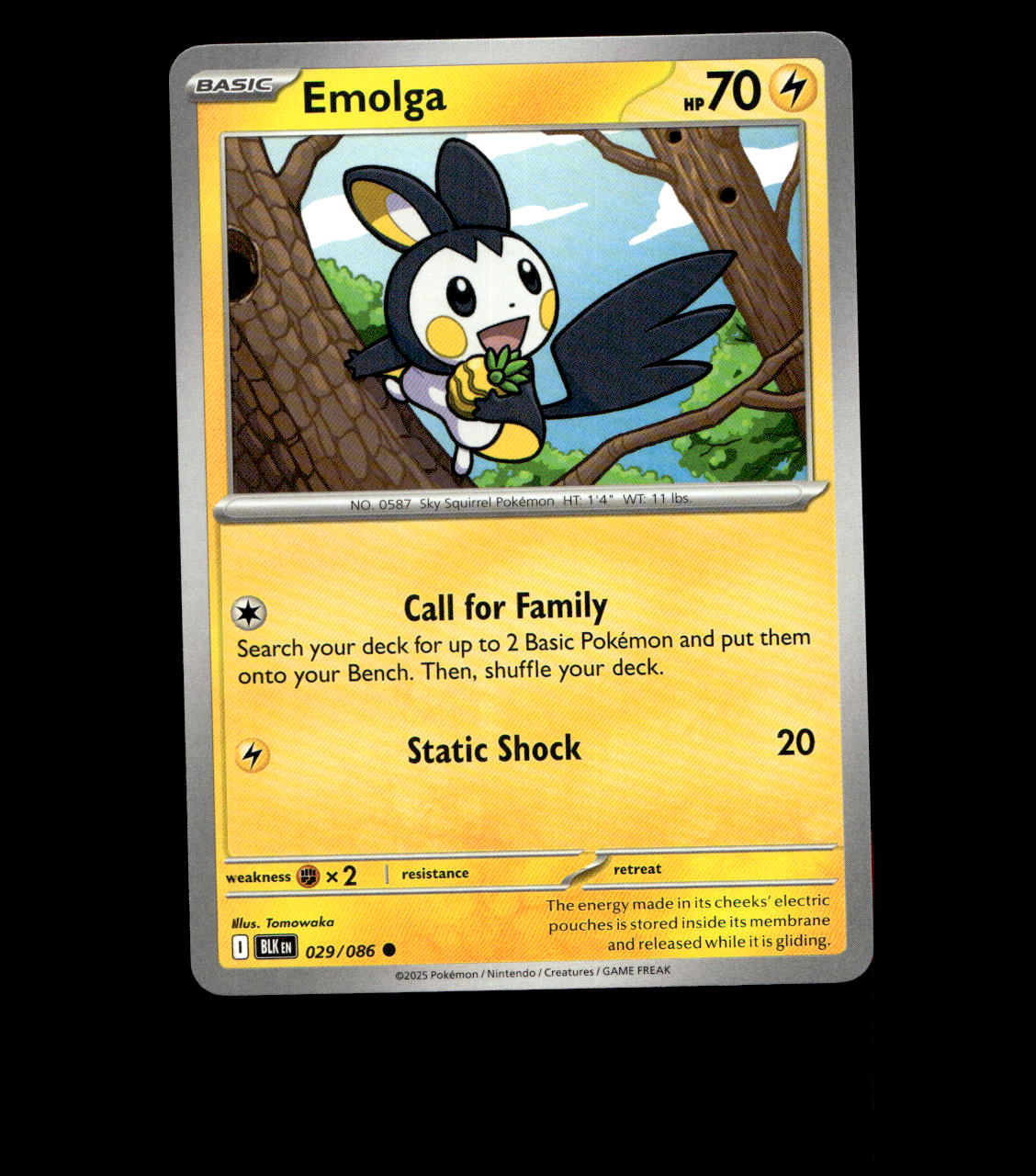 Emolga – 029/086 – Black Bolt – Non Holo – Near Mint