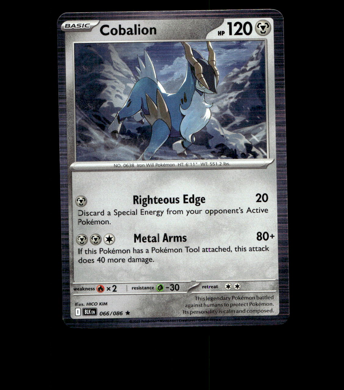 Cobalion – 066/086 – Black Bolt – Holo – Near Mint
