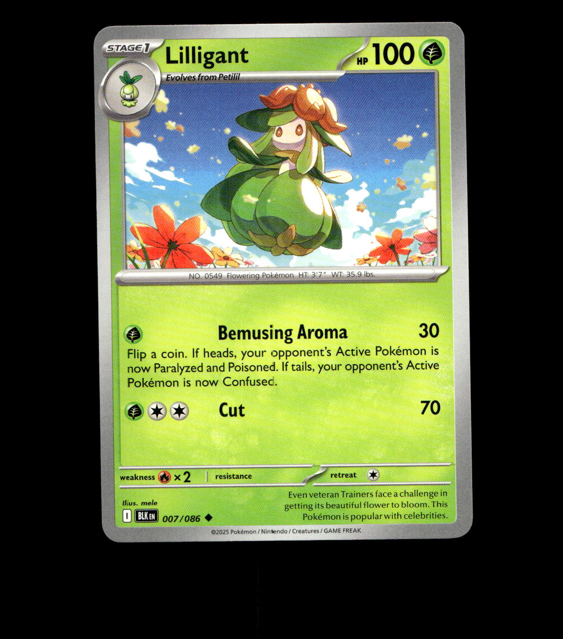 Lilligant – 007/086 – Black Bolt – Non Holo – Near Mint - Pokemon Card TCG