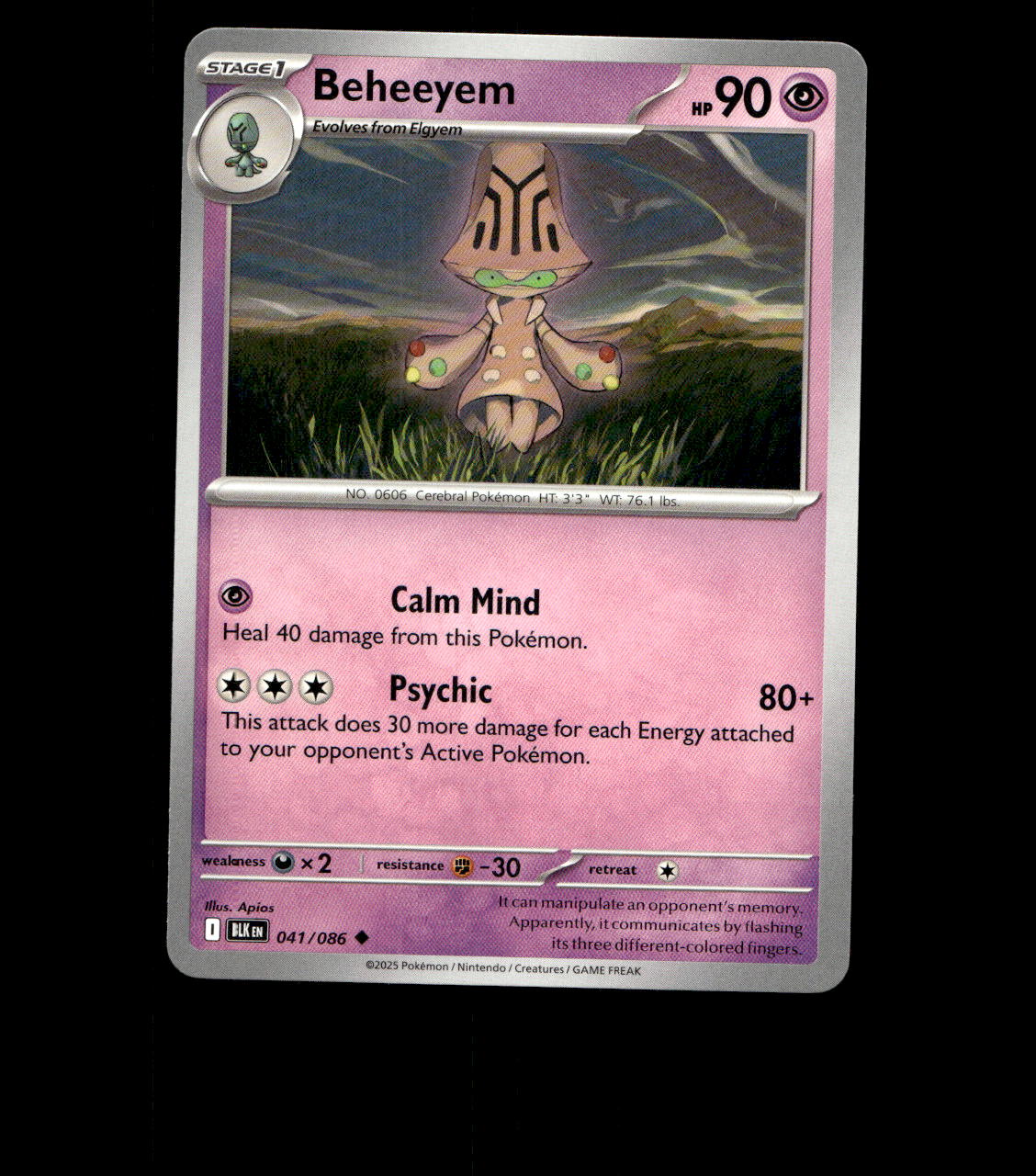 Beheeyem – 041/086 – Black Bolt – Non Holo – Near Mint