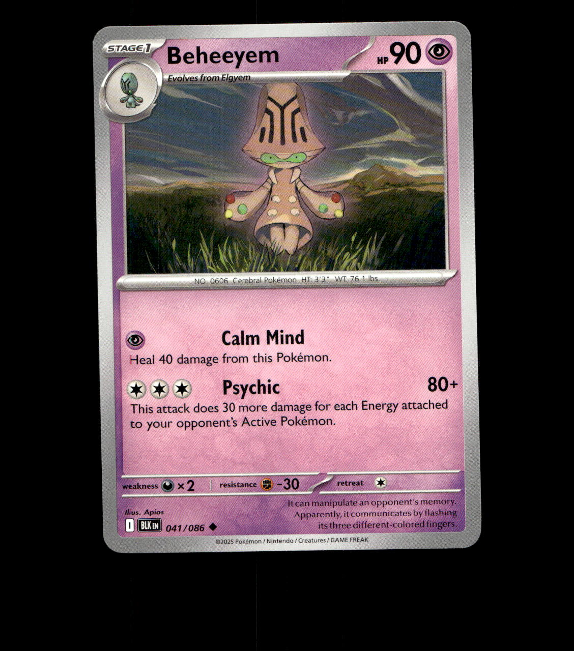 Beheeyem – 041/086 – Black Bolt – Non Holo – Near Mint