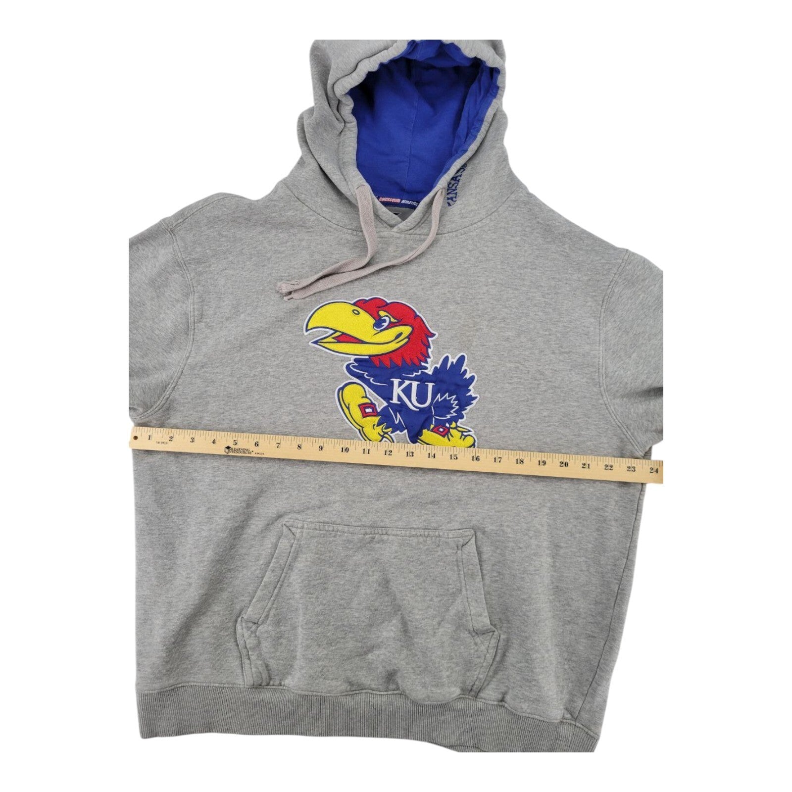 Colosseum Kansas Jayhawks Hoodie Mens Gray Fleece Pullover Sweatshirt Size XL
