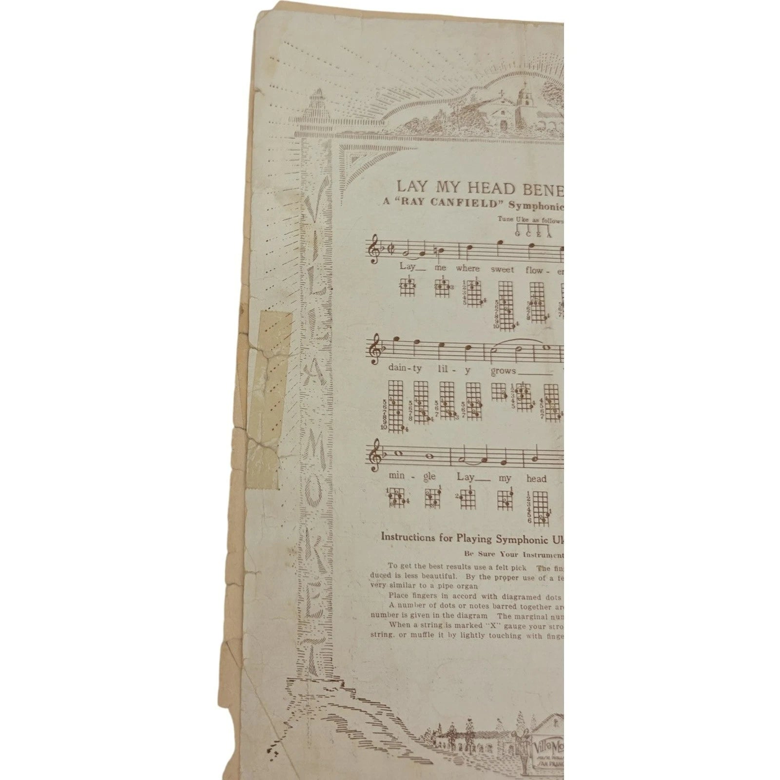 Vintage 1926 Sheet Music Lay My Head Beneath a Rose by W. Madison & Falkenstein