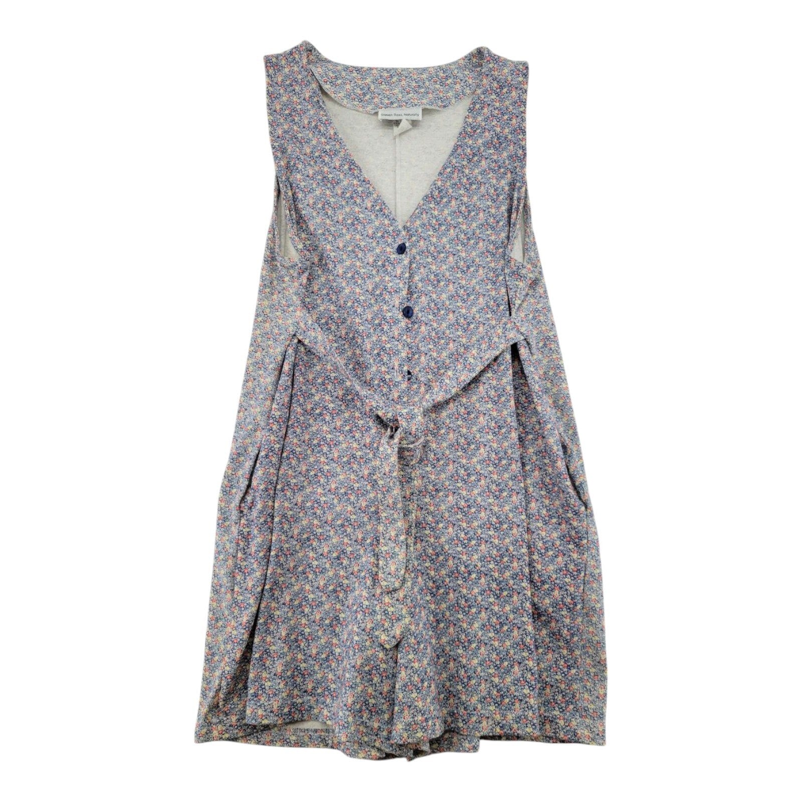 Steven Ross Naturally Sleeveless Floral Romper Button Front Size M