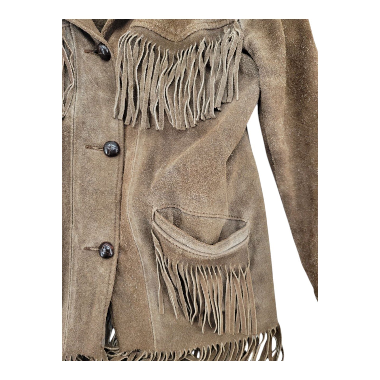 Ralph Edwards Brown Suede Fringe Jacket Western Vintage Style Size S