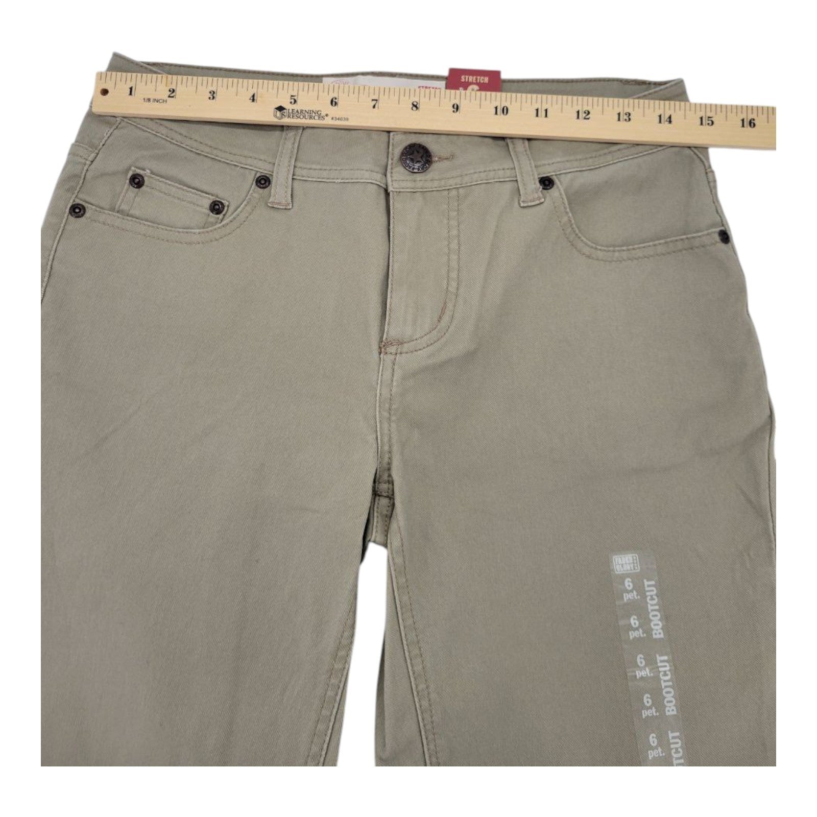 Faded Glory Women's Bootcut Jeans Size 6P Beige Stretch Cotton Denim