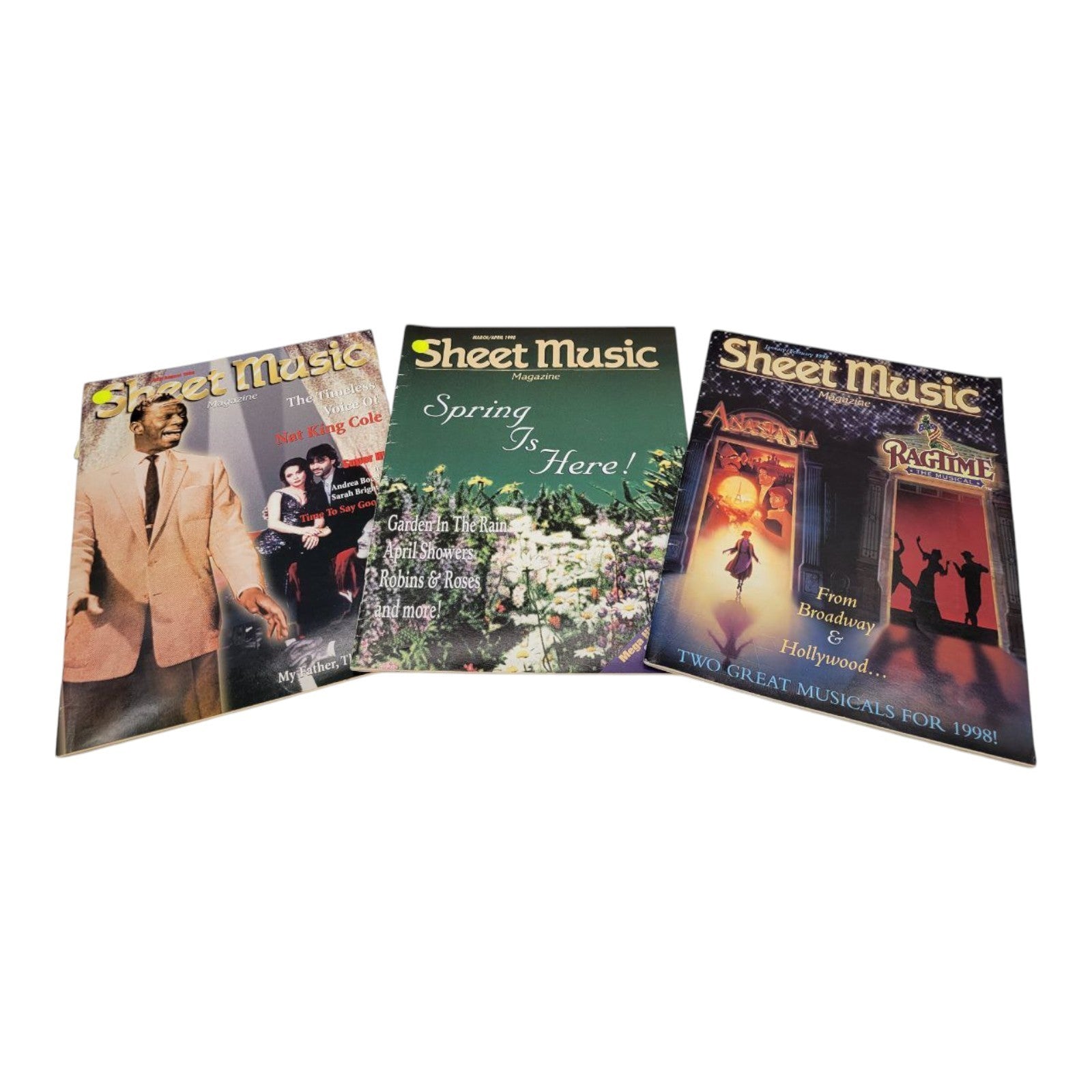 Vintage 1998 Sheet Music Magazine Lot of 3 Issues Nat King Cole and More