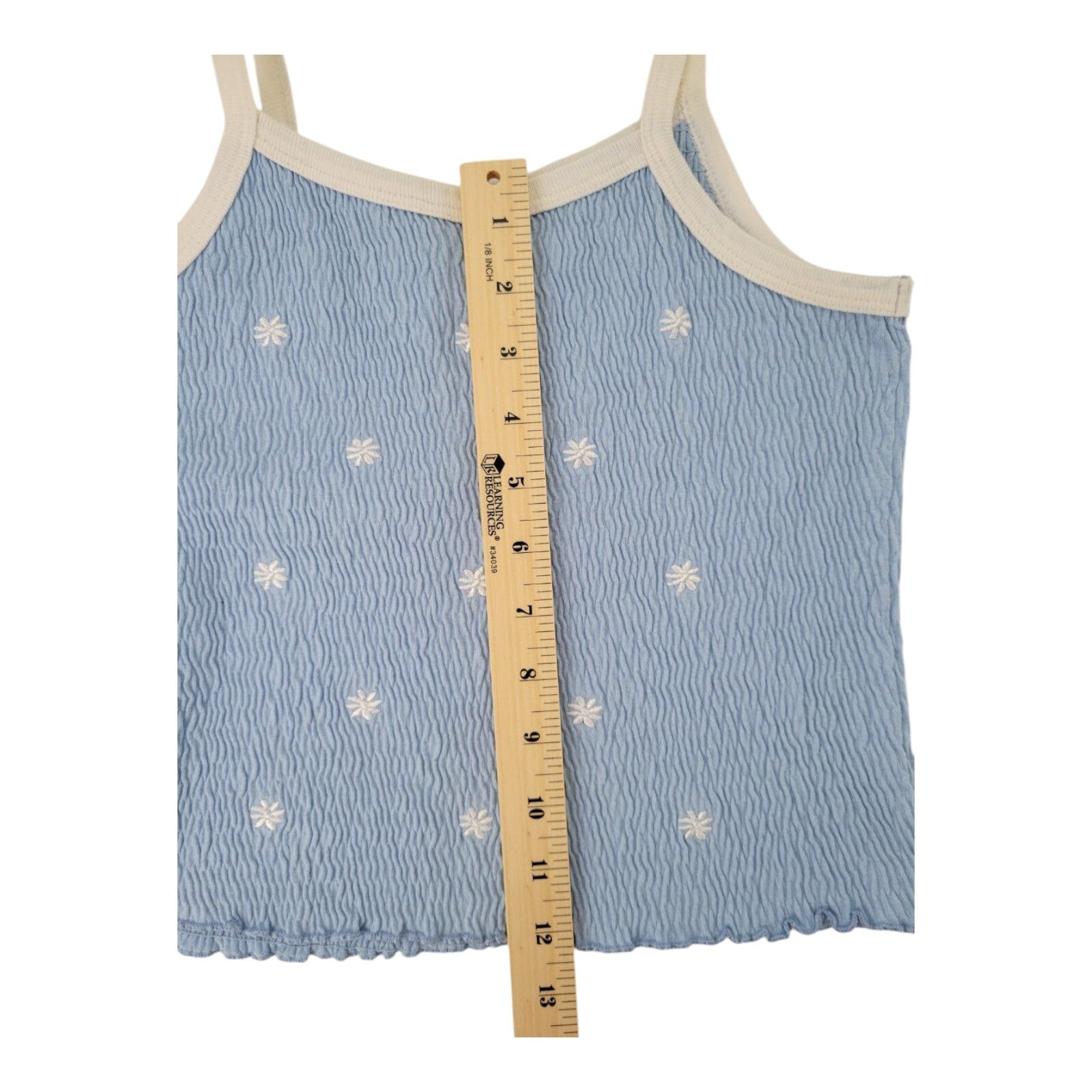 Los Angeles Express Blue White Floral Crop Cami Top Size Large 12–14