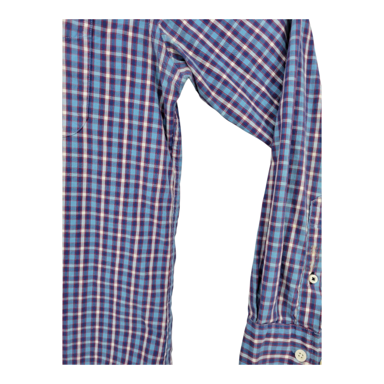 Tommy Hilfiger Shirt Mens Long Sleeve Blue Classic Plaid Button Size M