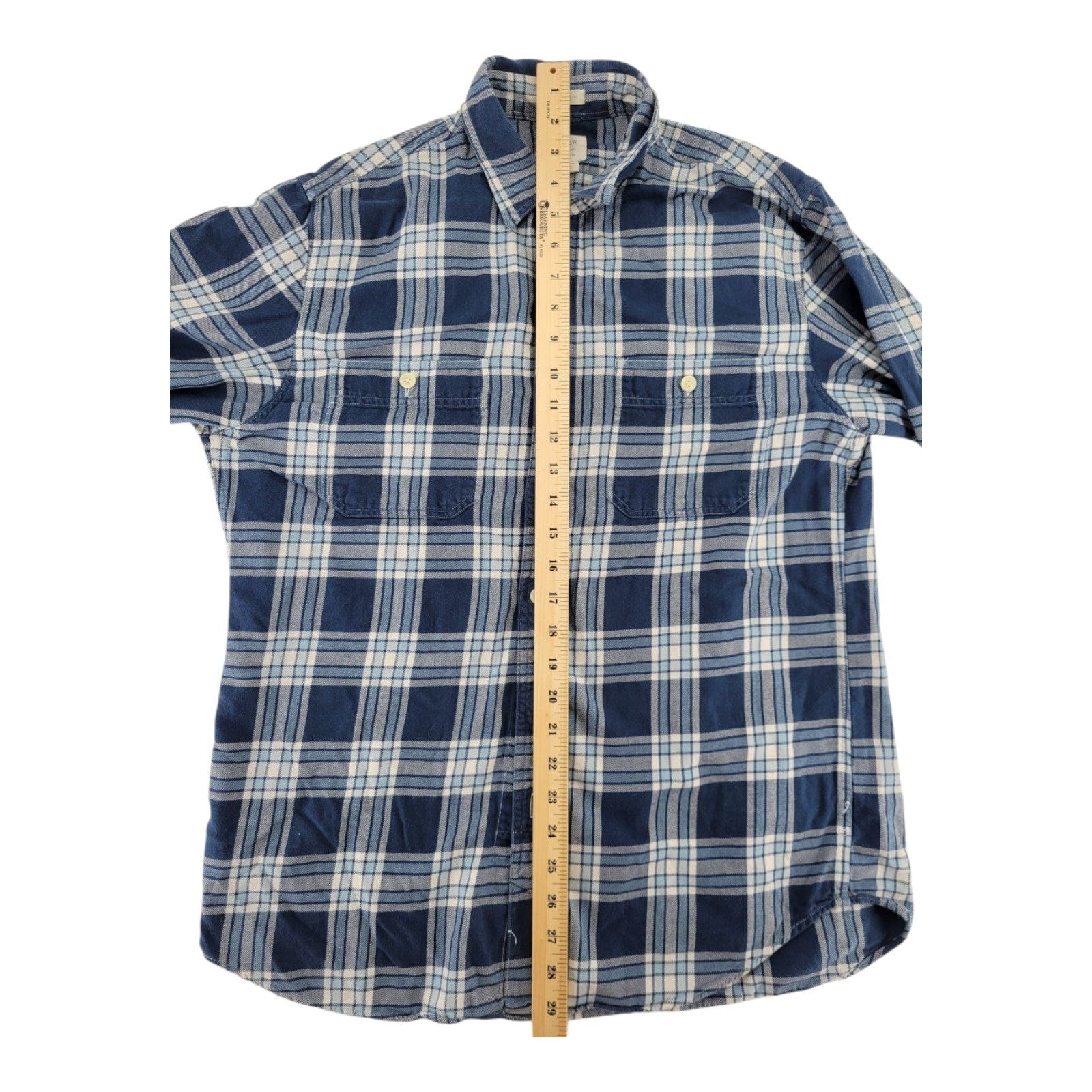 J Crew Tailored Fit Flannel Shirtings Mens Blue Plaid Long Sleeve Size M