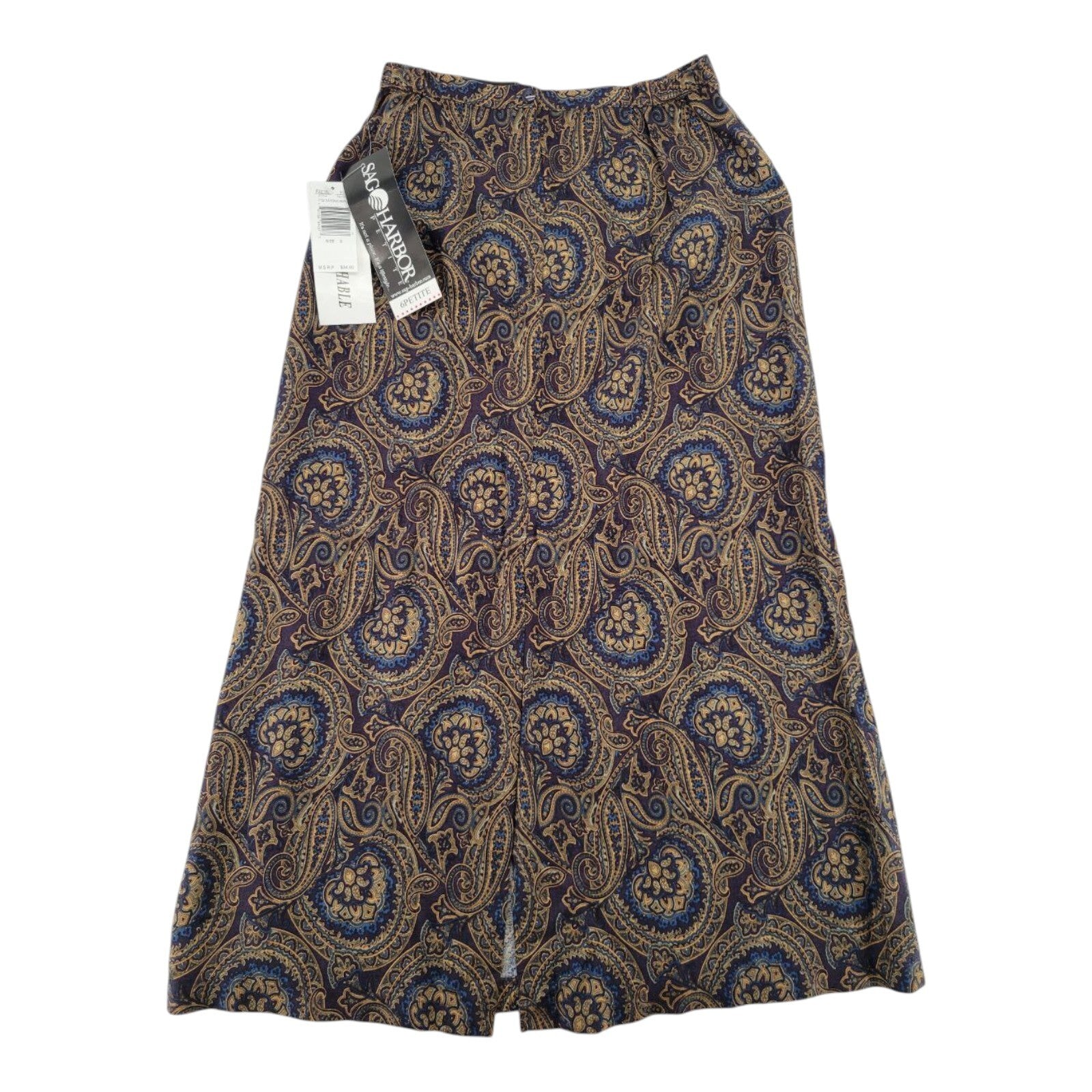 Sag Harbor Petite Paisley A-Line Midi Skirt Rayon Crepe Size 6