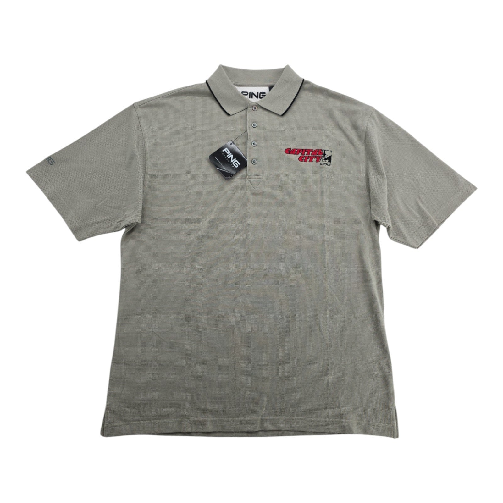 PING Collection Capital City Group Polo Shirt Men’s L Gray Golf Short Sleeve NEW