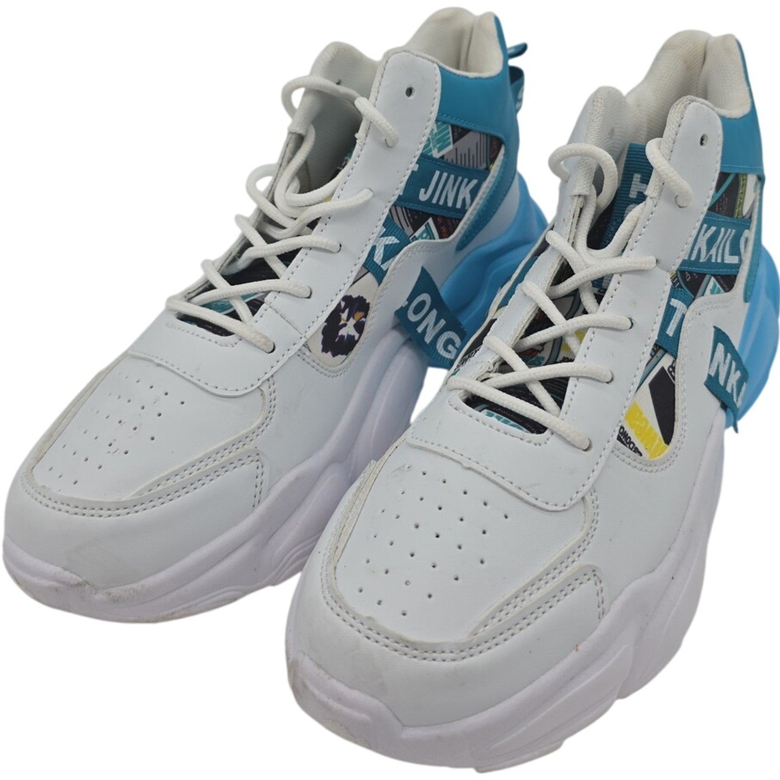 Fashion Casual High Top White Blue High Top Chunky Sneakers Size 39 Sport Shoes