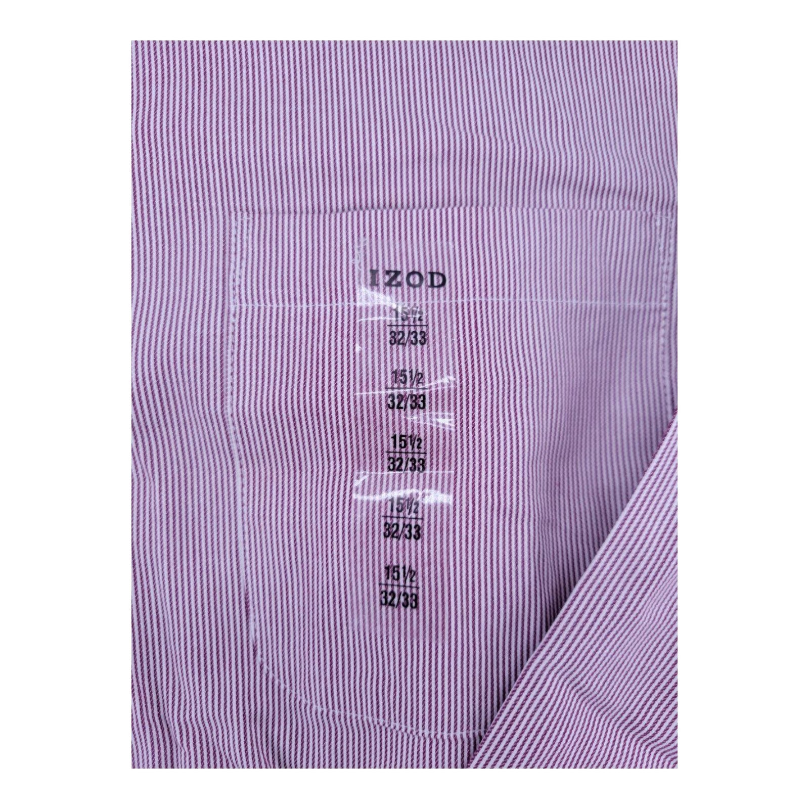 IZOD Men's Dress Shirt Deep Red 15.5 32/33 Long Sleeve Cotton Button Down