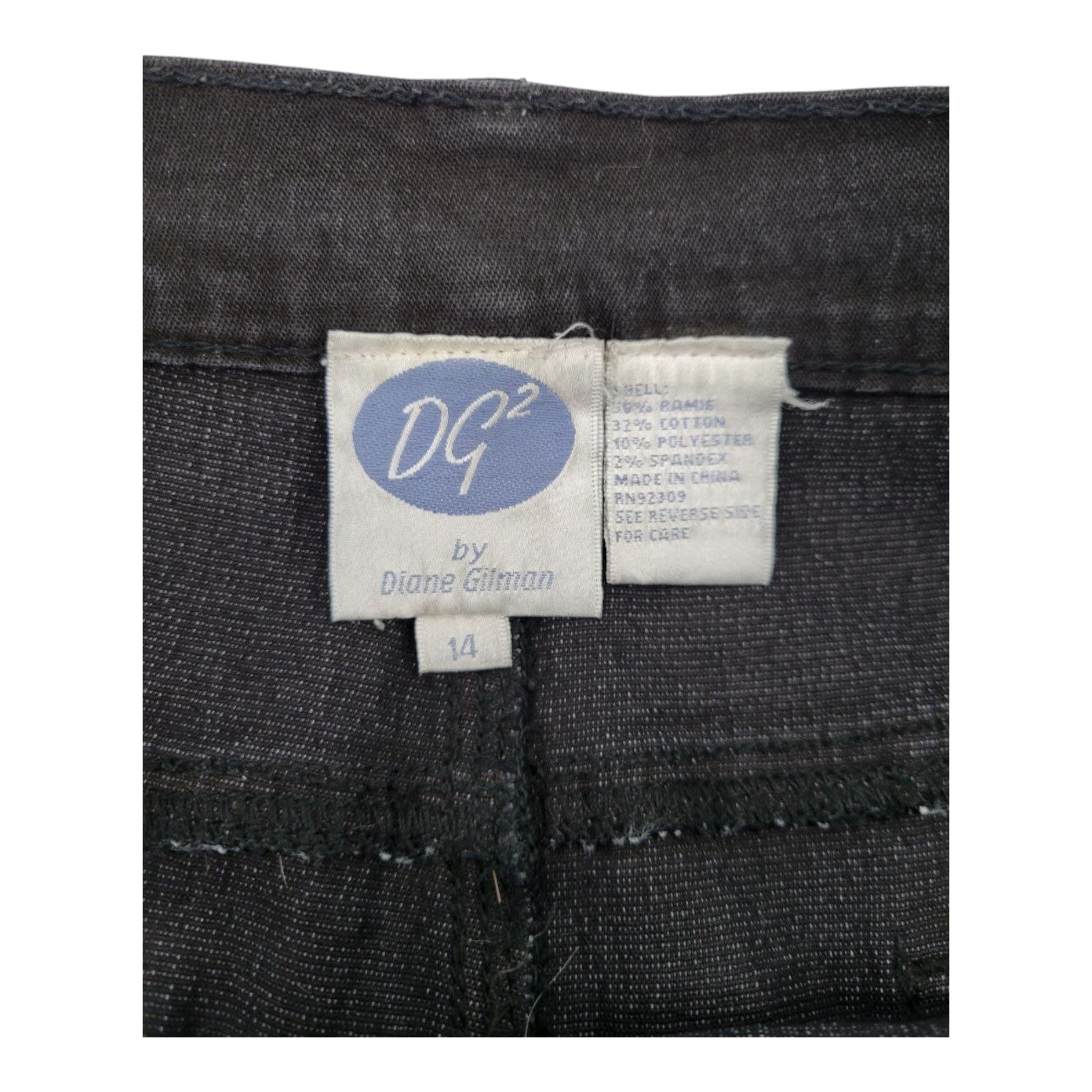 DG2 by Diane Gilman Black Studded Moto Jeans Size 14 Stretch Zip Hem